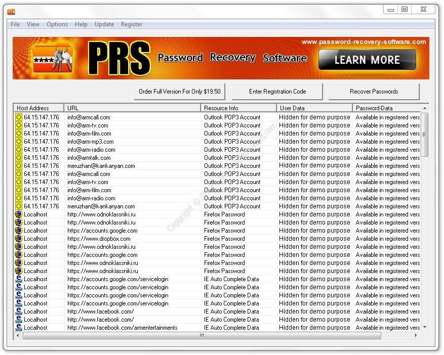 PRS Password Recovery Software v1.0.1 Crack