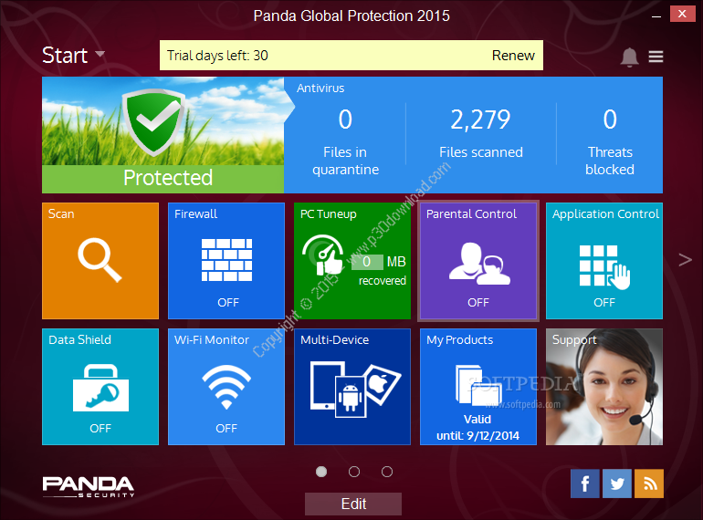 Panda Free Antivirus + Antivirus Pro + Internet Security + Global Protection 2015 v15.1.0 Crack