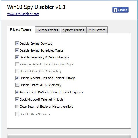 Win10 Spy Disabler 1.3 Final - Avoid Spyware Windows 10 Crack